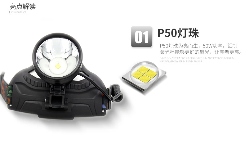 P50 LED High Power USB Charging LED Headlamp for Outdoor