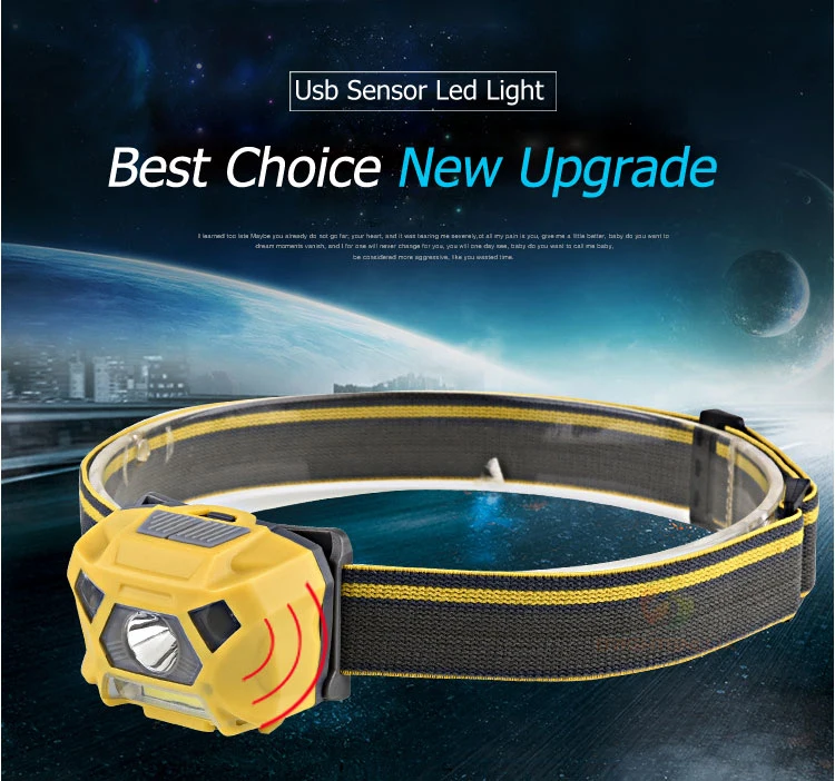 Brightenlux Factory Supply Adjustable Belt Rechargeable Lithium Polymer Battery LED Sensor Headlamp with 3 Modes Light