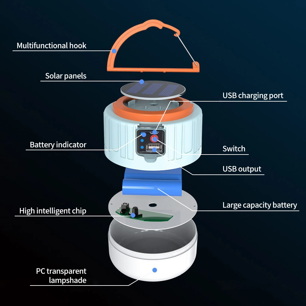 LED USB Rechargeable Solar Camping Light with Remote Portable Solar Tent Lantern Emergency Bulb Lighting