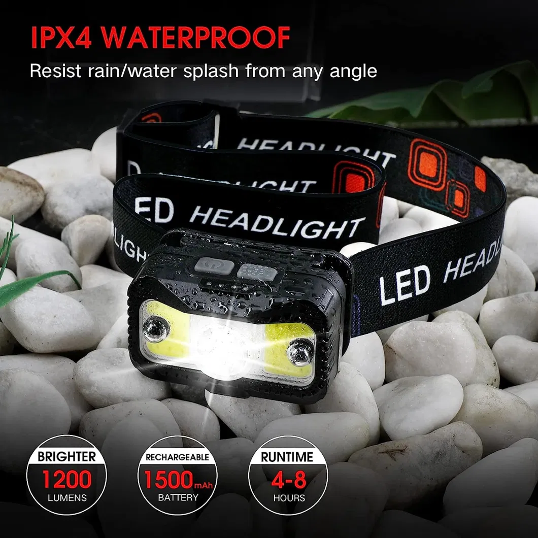 New COB Headlamp Built-in Battery Type-C Rechargeable with COB Headlamp for Outdooor Fishing, Hiking, Cycling