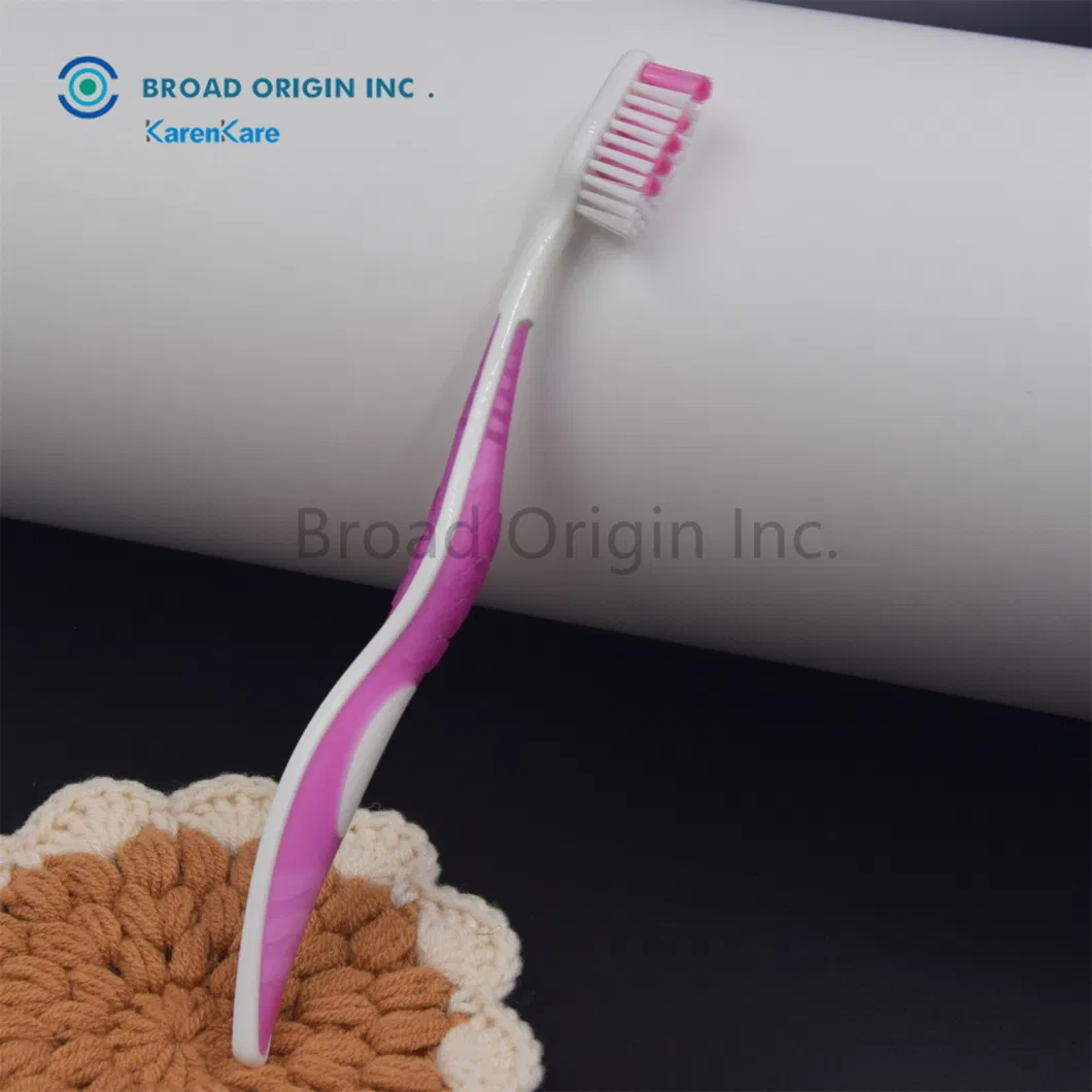 Hot Sale Adult Color Handle Double Color Bristle Massage Plastic Injection Rubber Toothbrush