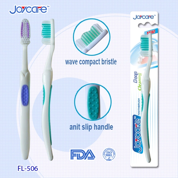 Health Care Adult Toothbrush/Nylon Wave Bristles/Antislip Soft Rubber Handle