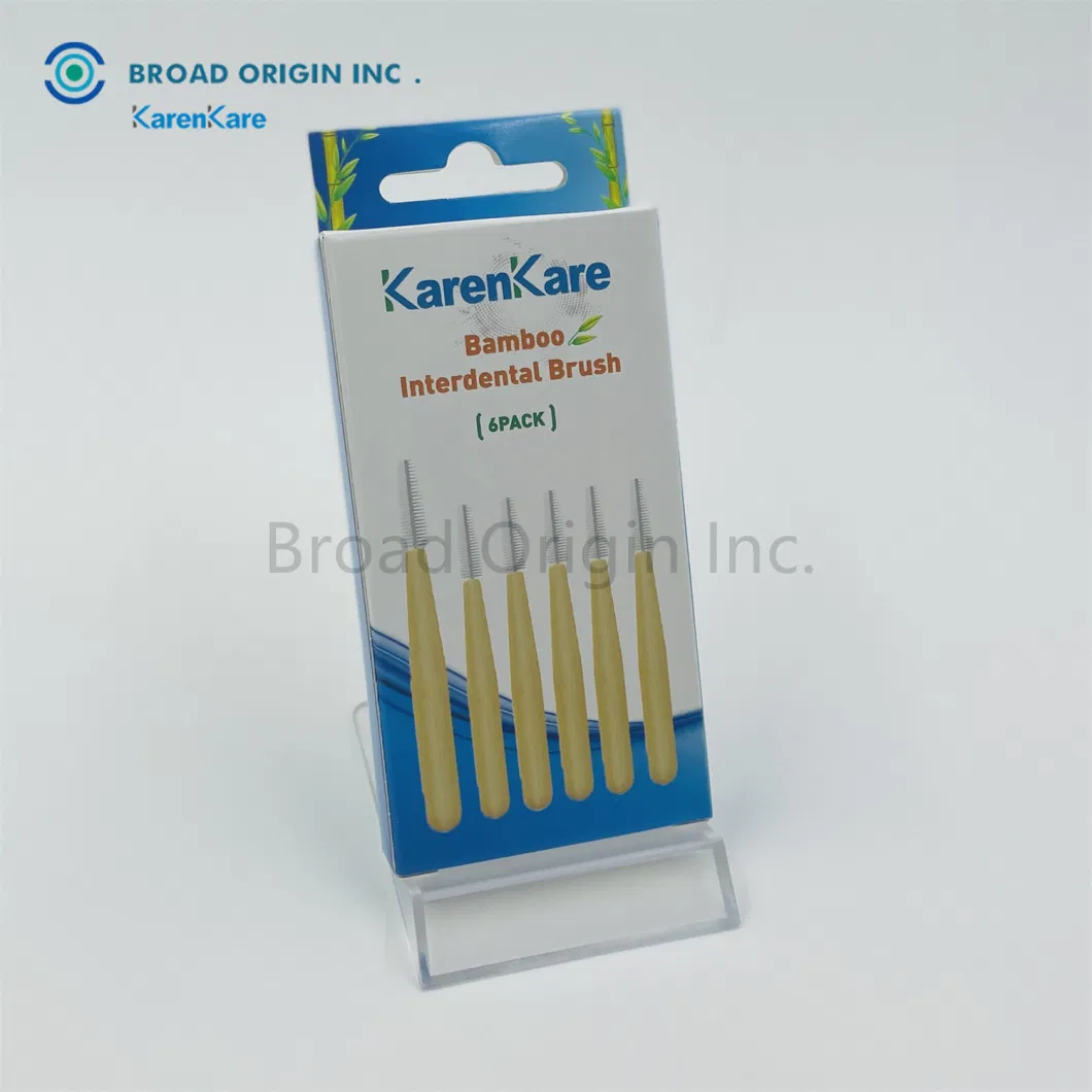 Natural Bamboo Recyclable Interdental Brush Toothpick Custom Engraved Logo