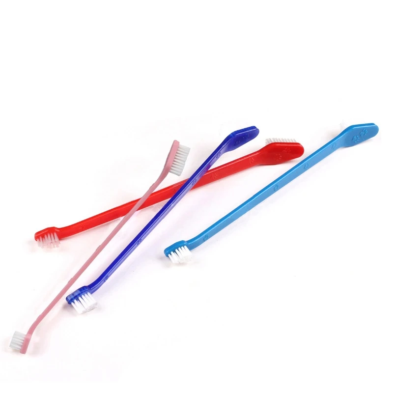 Low MOQ Cheap Big Small Double Heads Pet Cat Dog Toothbrush