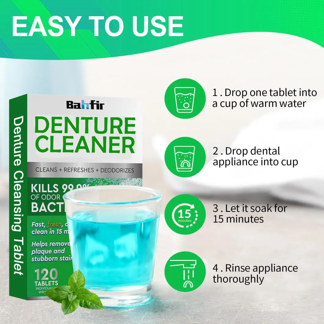 High Quality Denture Cleaning Tablet FDA Approved Ratainer Mouth Wash Cleaning Tablets for Dentures