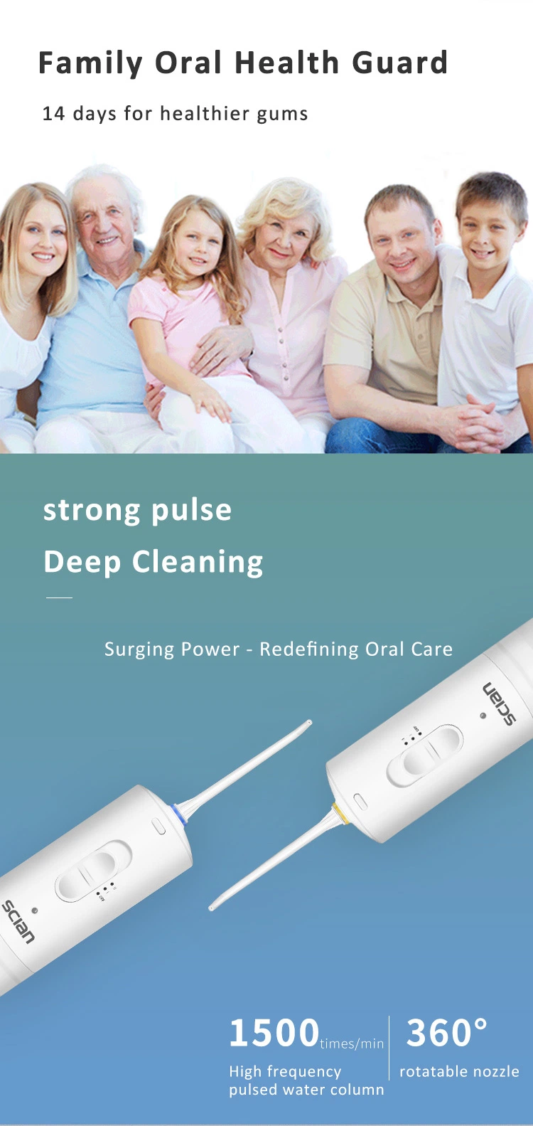 Electric Cordless Water Flosser Low Voice Teeth Cleaner Portable Oral Irrigator