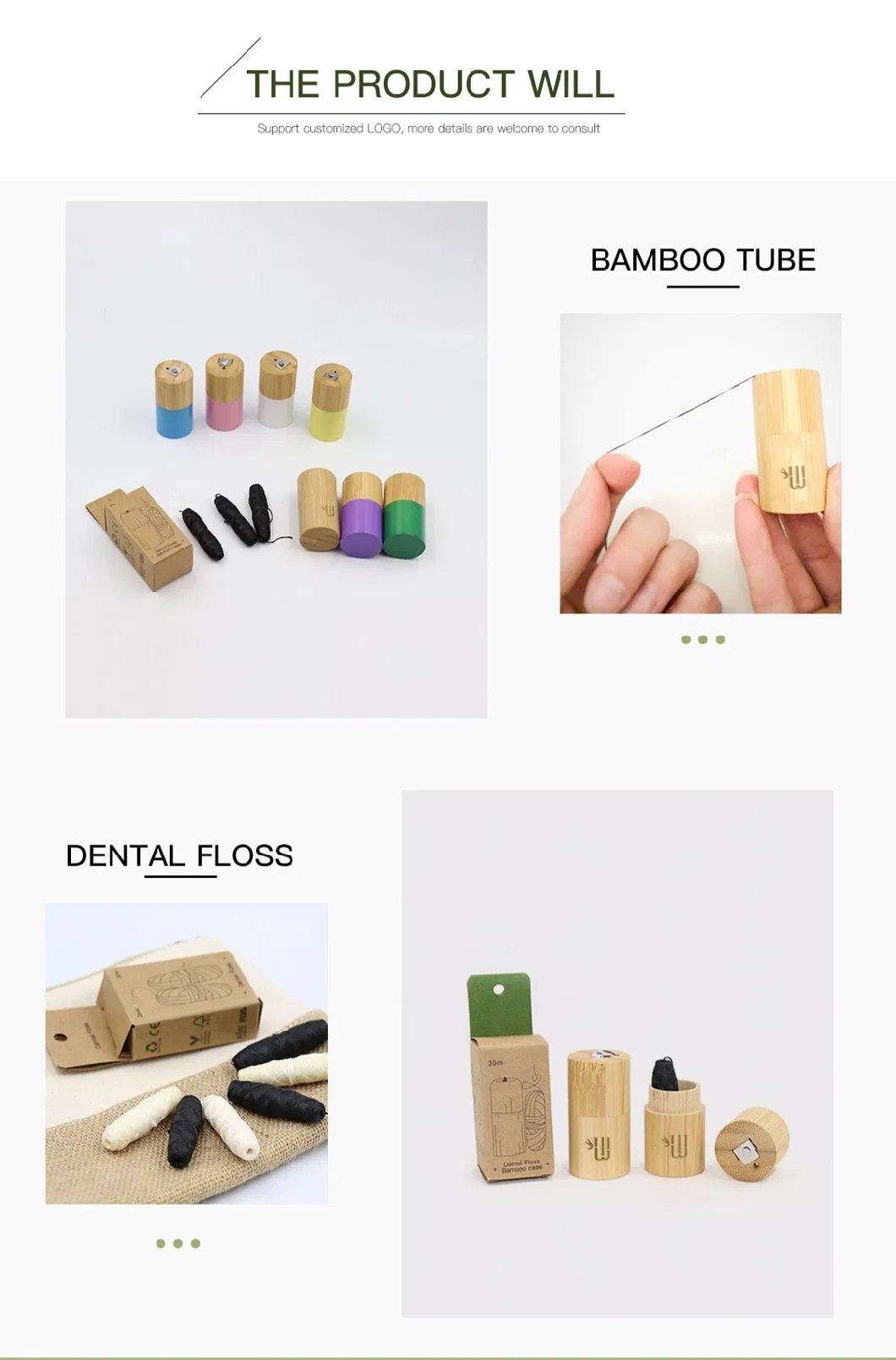 Wholesale High Quality 30m Dental Floss with Natural Bamboo Tube