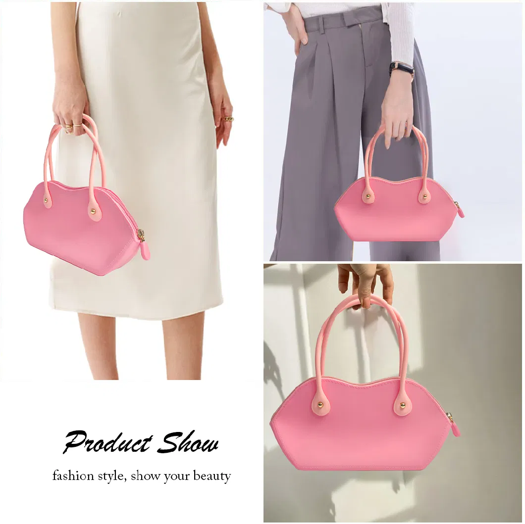 Silicone Shoulder Handbag for Women Trendy Clutch Purse with Zipper Closure