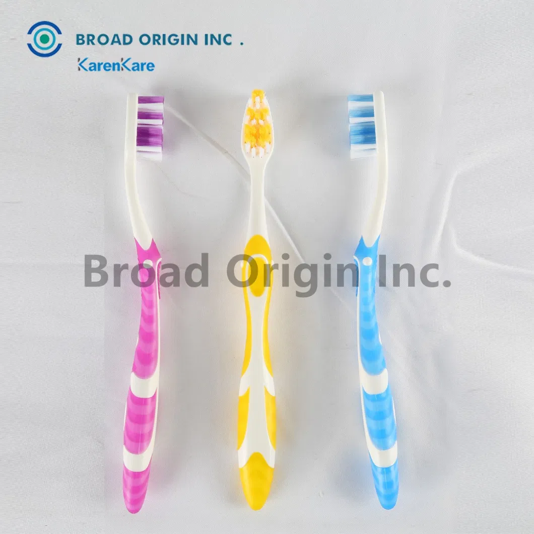 Hot Sale Adult Color Handle Double Color Bristle Massage Plastic Injection Rubber Toothbrush