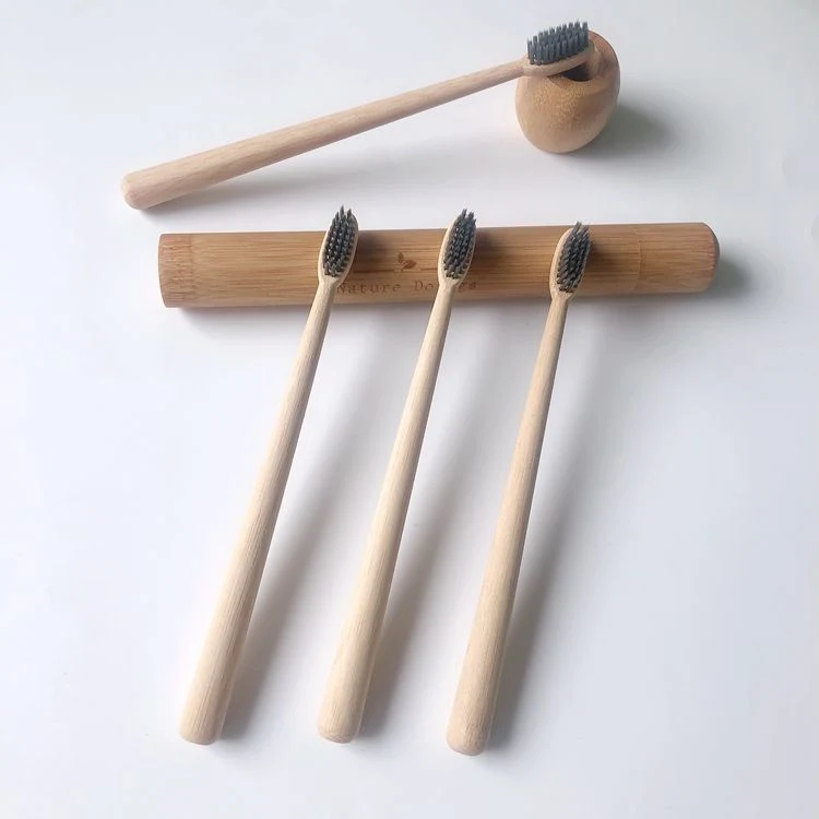 100% Natural Round Handle Bamboo Toothbrush