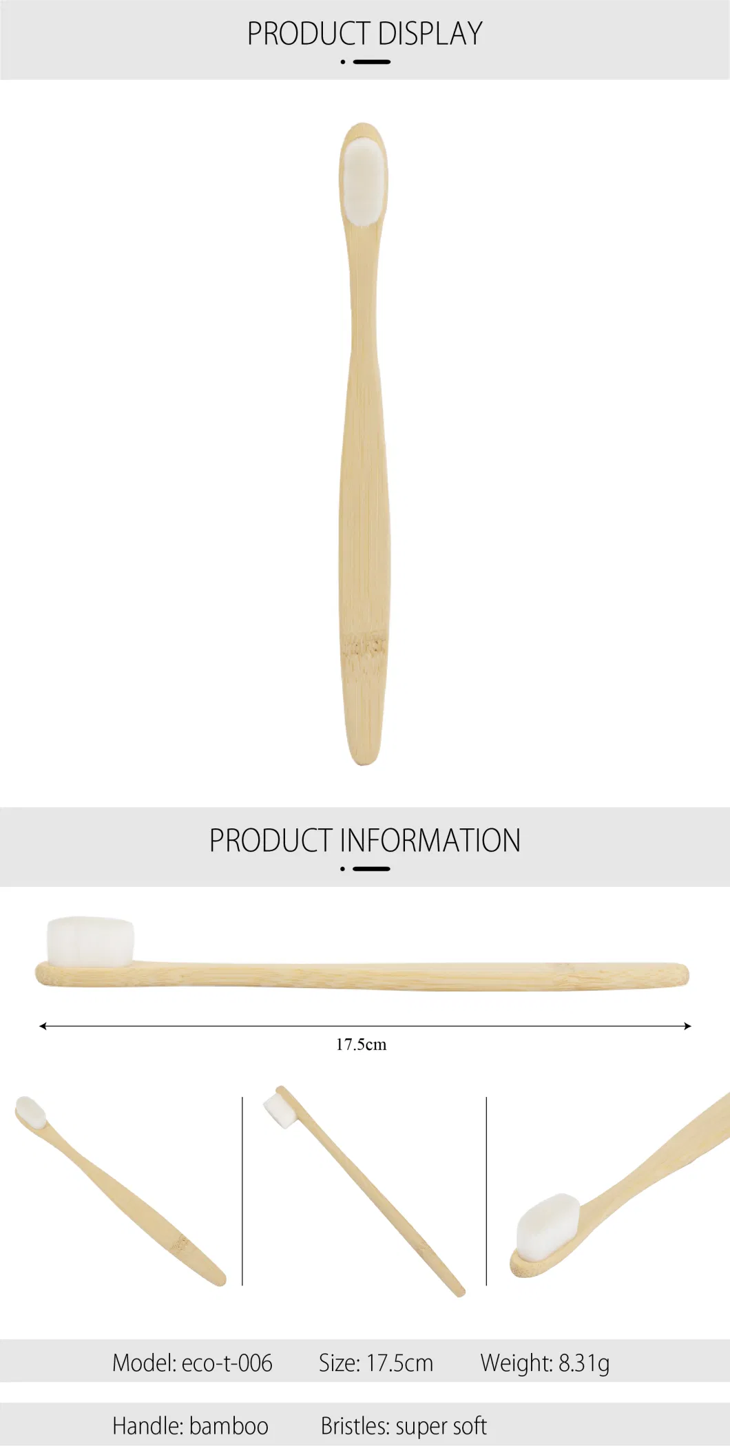 Wholesale Natural 100% Biodegradable Ultra Soft Bamboo Toothbrush