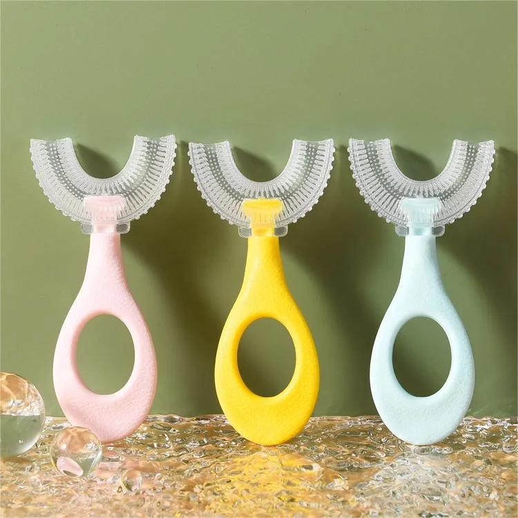 Soft Brush Head Food Grade Silicone U Shape Kids Toothbrush