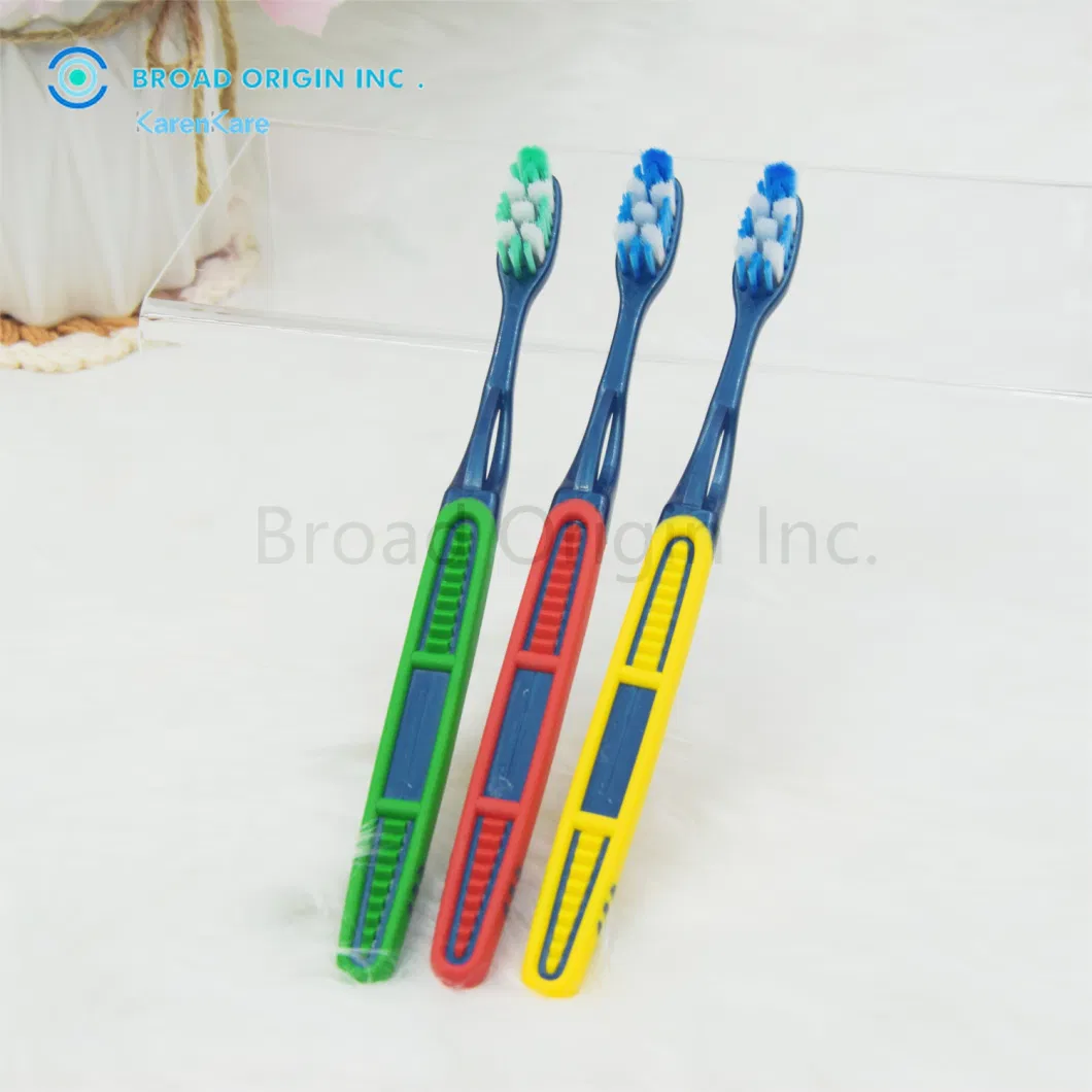 Hot Sale Adult Color Handle Double Color Bristle Massage Plastic Injection Rubber Toothbrush