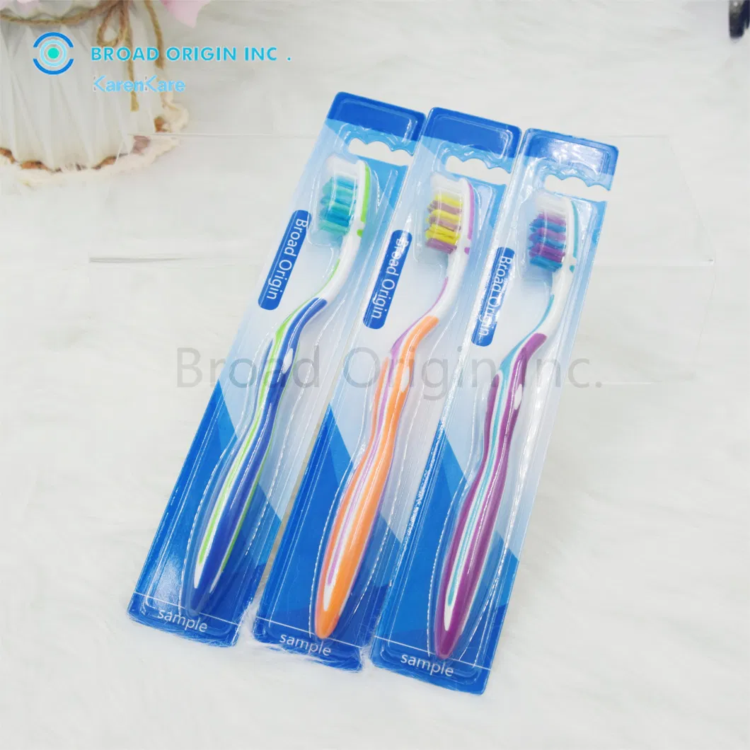 Hot Sale Adult Color Handle Double Color Bristle Massage Plastic Injection Rubber Toothbrush