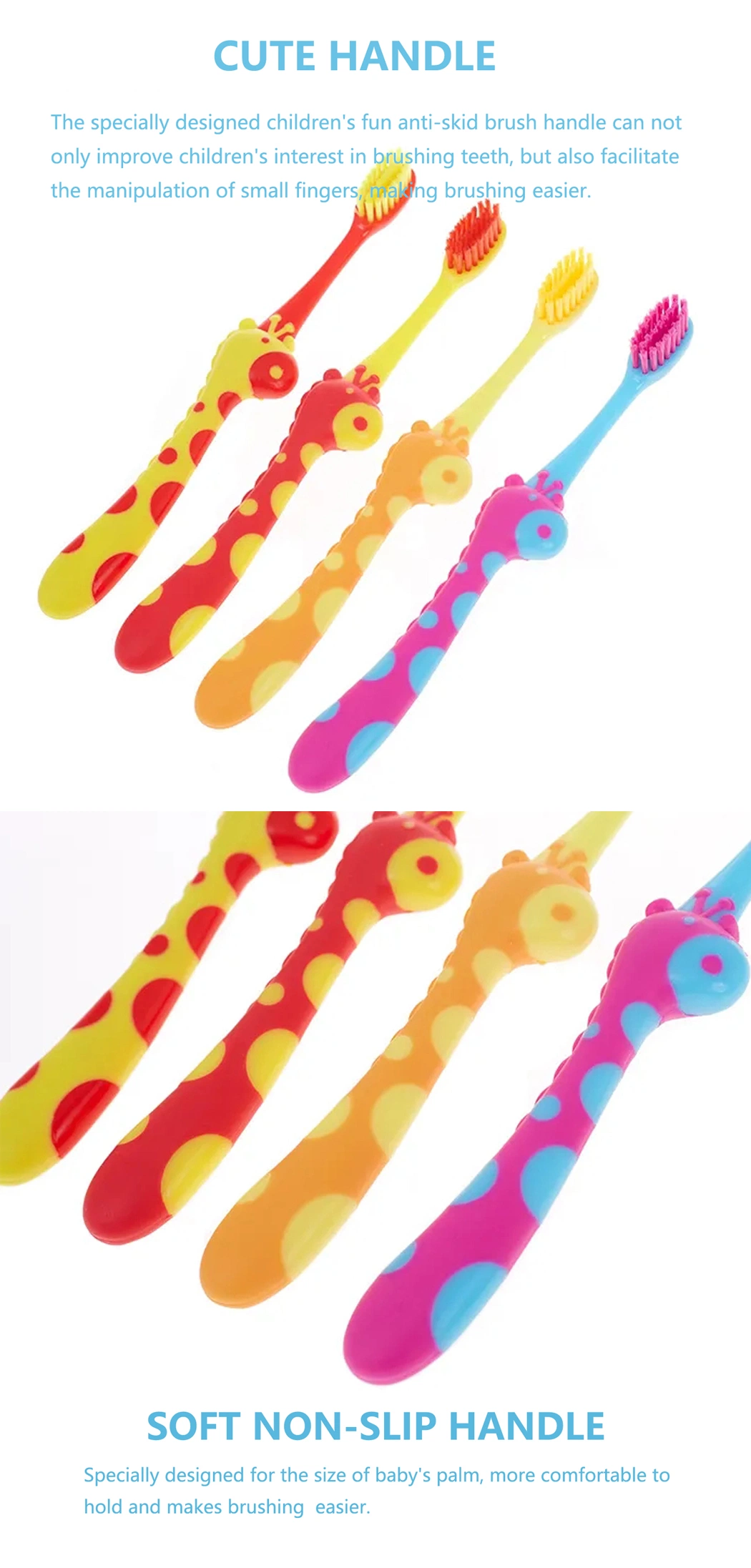 OEM Cheap Kids/Baby Soft Bristle Giraffe Toothbrush with Toy