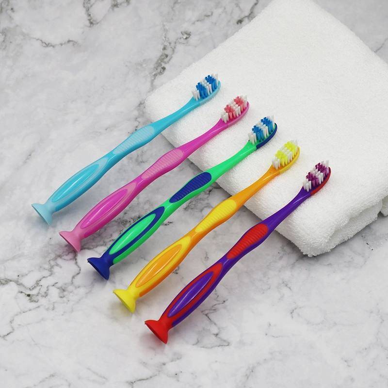 Wholesale Kid/Child Tooth Brush Travel/Household Hotel Use Soft Bristles Toothbrush with Suction Cup/Bottom