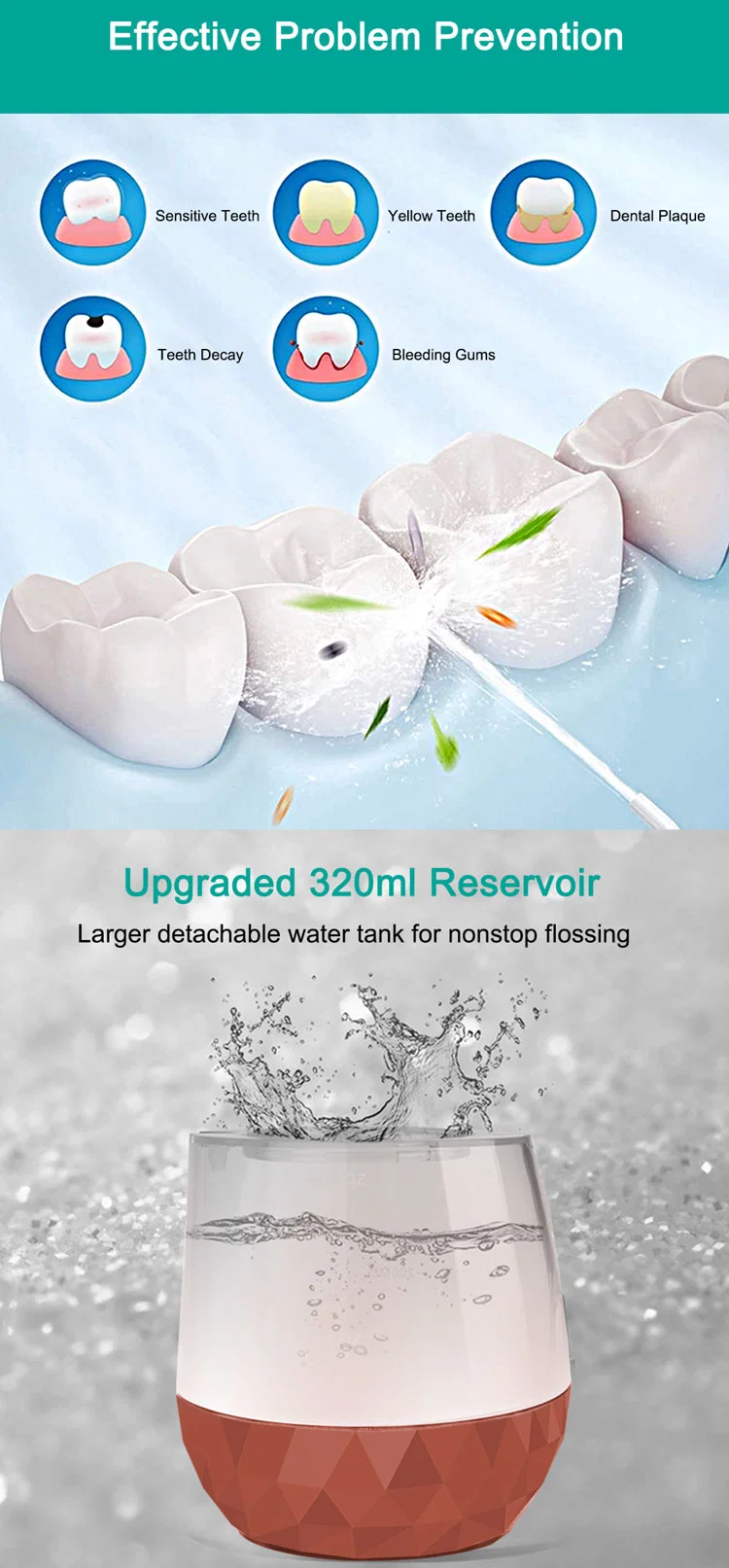 My-M188 Household Device USB Rechargeable Water Flosser Deep Cleaning 320ml Dental Oral Irrigator 2021