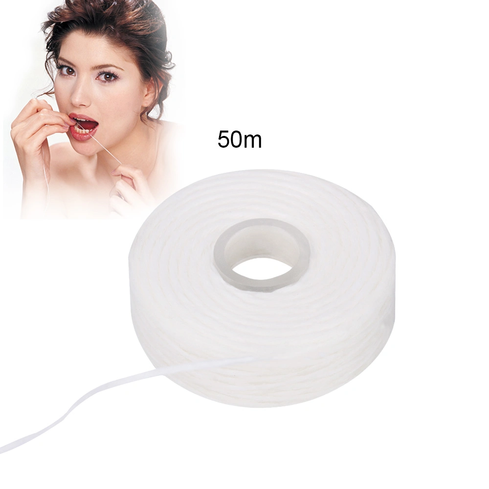 50m/Roll Dental Flosser Built-in Spool Wax Mint Flavored Europe Replacement Flat Wire Dental Floss