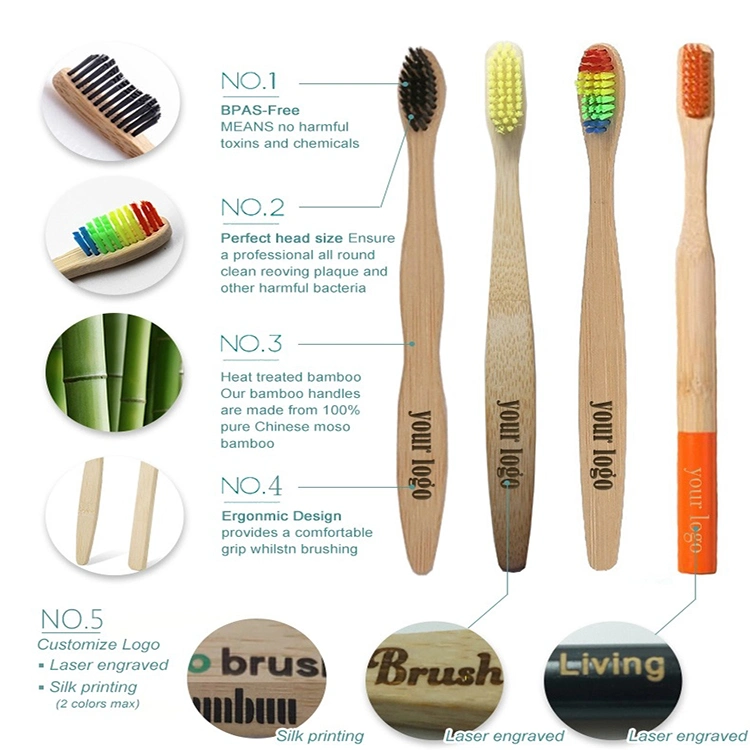 Cheap Disposable Wholesale Travel Bamboo Charcoal Hotel Toothbrush with Private Logo 4 Packs