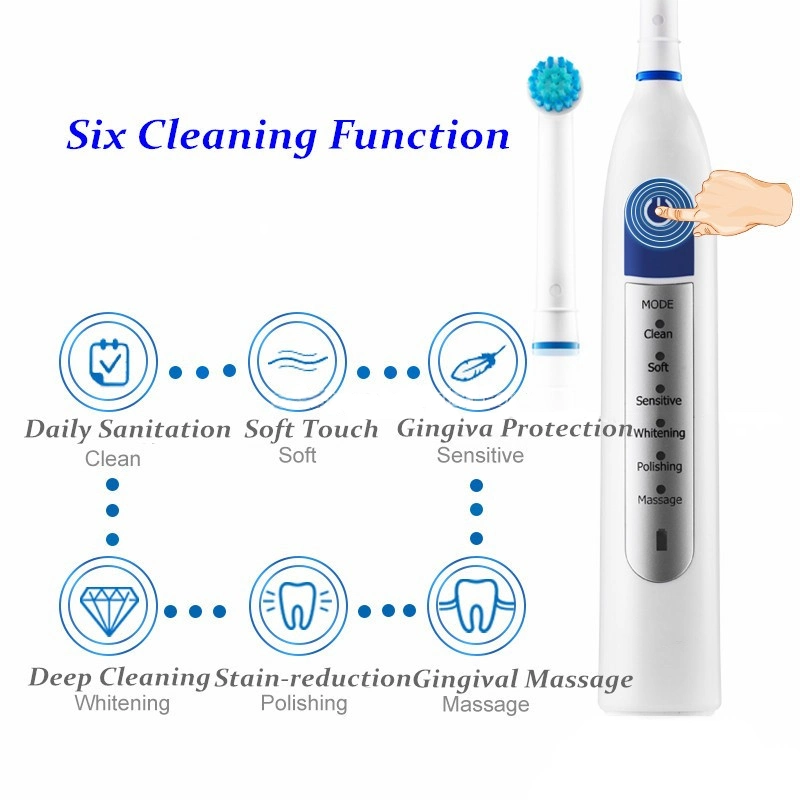 2 Minutes Timer Oscillating&Rotating Electric Toothbrush with Replaceable Round Brush Head