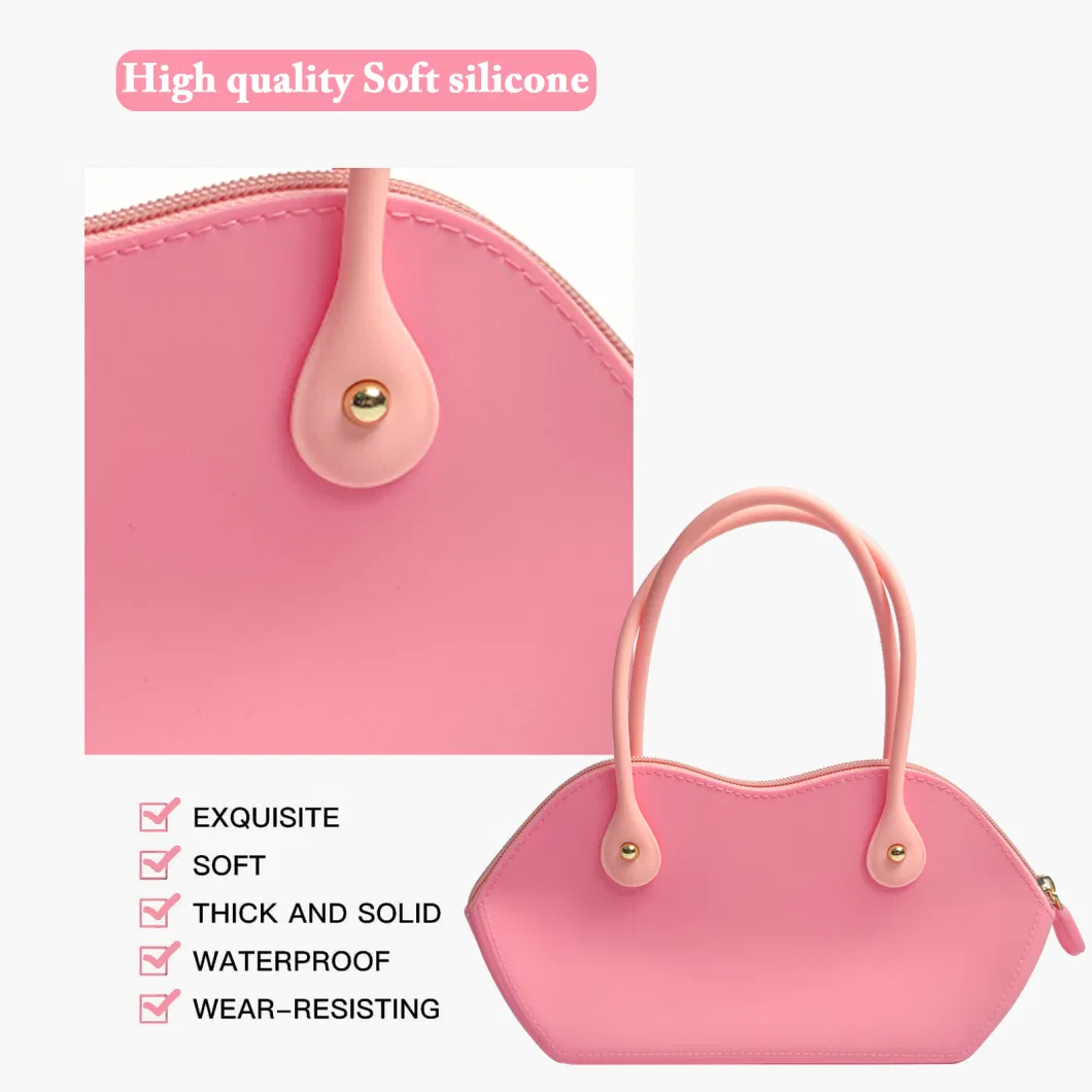 Silicone Shoulder Handbag for Women Trendy Clutch Purse with Zipper Closure