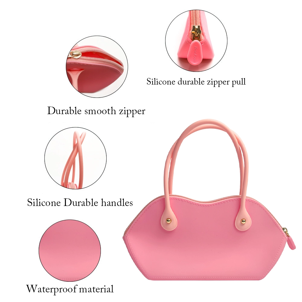 Silicone Shoulder Handbag for Women Trendy Clutch Purse with Zipper Closure