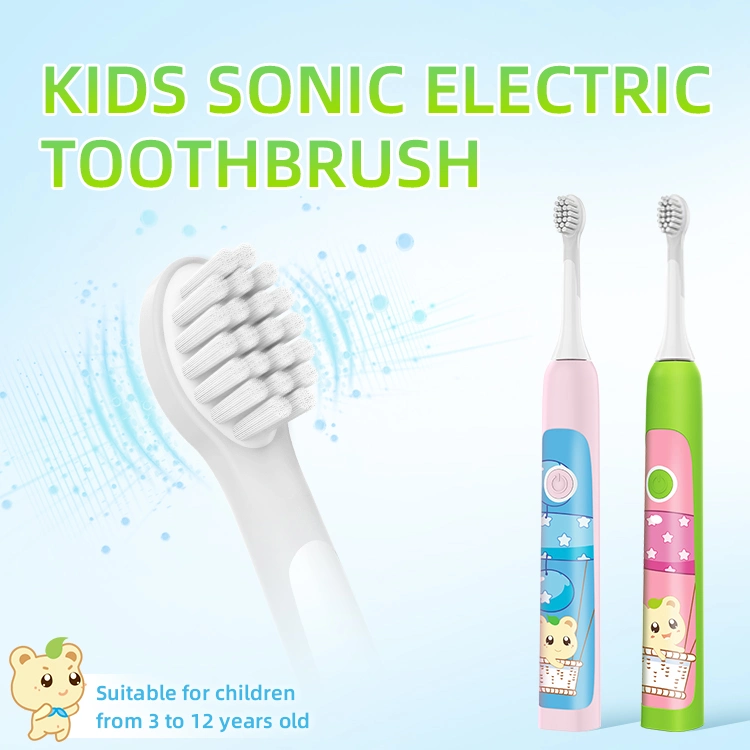 Kids Sonic Vibration Electr Toothbrush Funny Cartoon Sticker Wireless Charging Baby Silicon Materials Child Electric Toothbrush