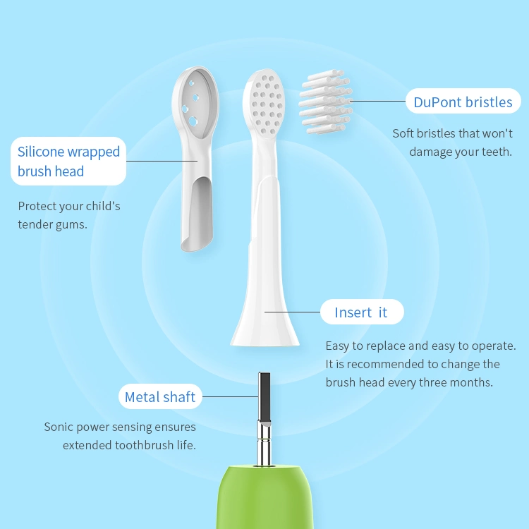 Kids Sonic Vibration Electr Toothbrush Funny Cartoon Sticker Wireless Charging Baby Silicon Materials Child Electric Toothbrush