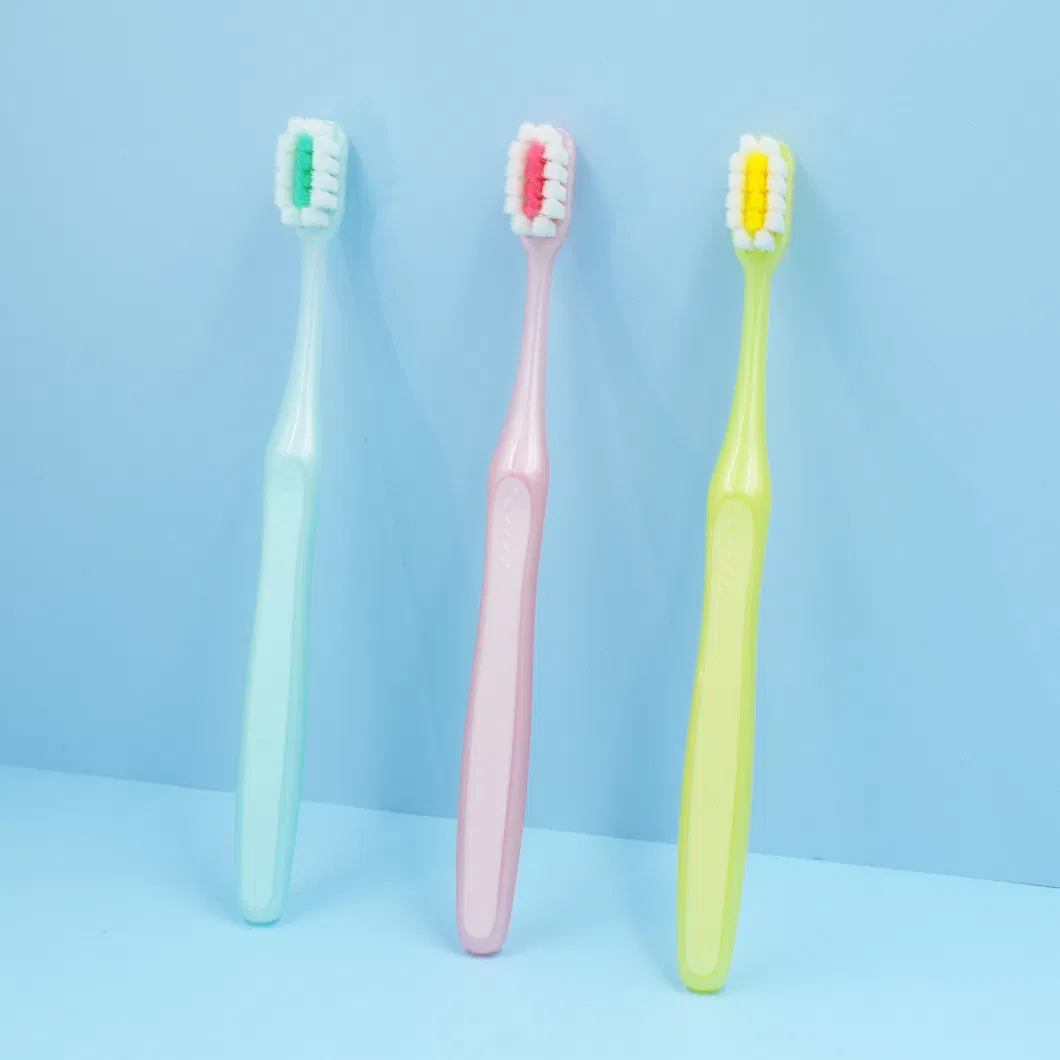 Free Sample Spiral Bristles Non-Slip Handle Adult Soft Toothbrush