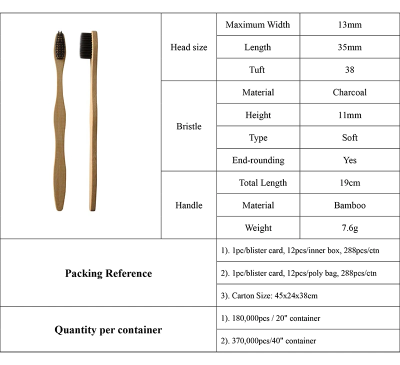 Adult Customized Bamboo Charcoal Toothbrush/Eco-Friendly/Biodegradable Toothbrush