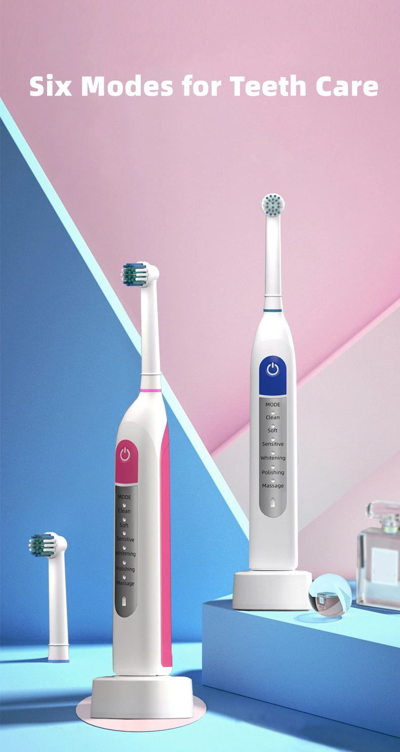 2 Minutes Timer Oscillating&Rotating Electric Toothbrush with Replaceable Round Brush Head