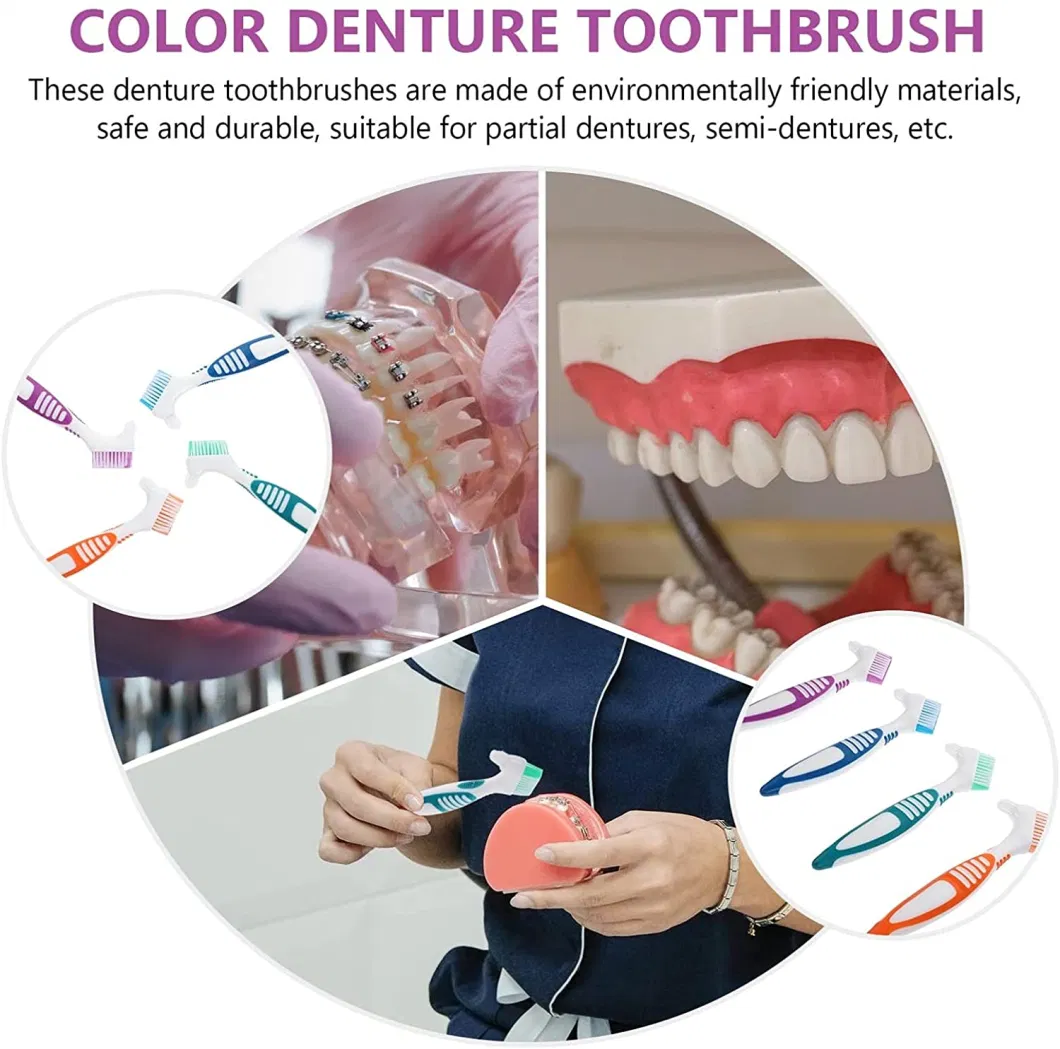 PVC+TPR Colorful Double Head Hard Nylon Bristle Denture Brush