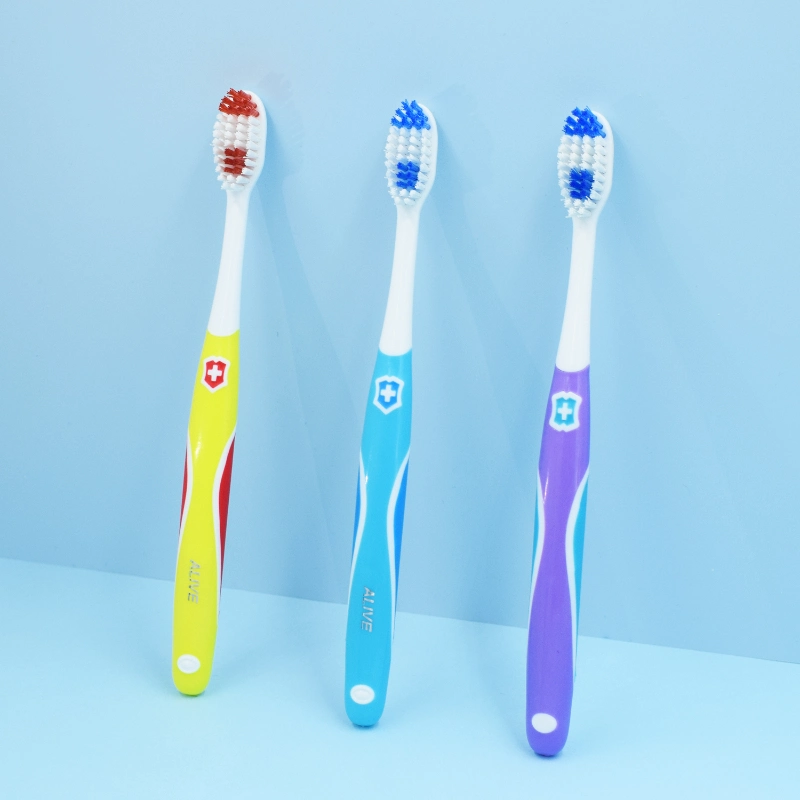 Free Sample Spiral Bristles Non-Slip Handle Adult Soft Toothbrush