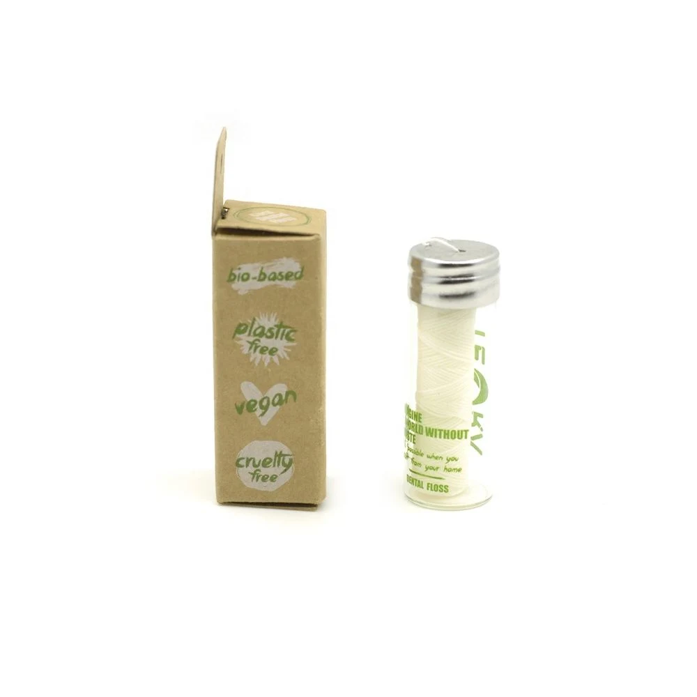 Teeth Whitening Vegan Dental Floss of Candelilla Wax with Stainless Steel Dispenser Can Be Biodegradable