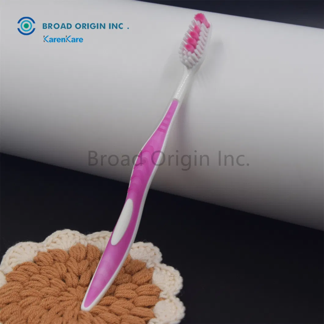 Hot Sale Adult Color Handle Double Color Bristle Massage Plastic Injection Rubber Toothbrush