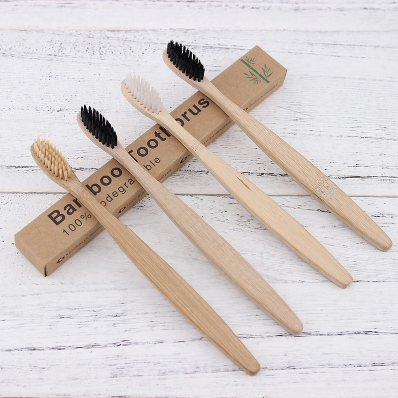 Custom Logo Colors Bamboo Toothbrush Eco Friendly Wooden Tooth Brush Soft Bristle Tip Charcoal Adults Oral Care Toothbrush