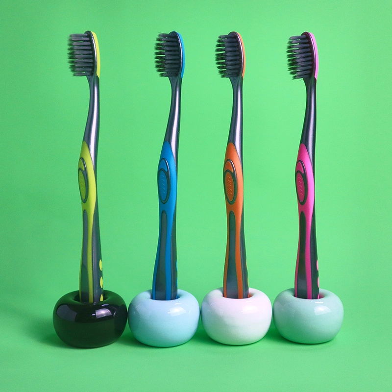 Wholesale Adult Toothbrush with Small Brush Head Soft Charcoal Bristles