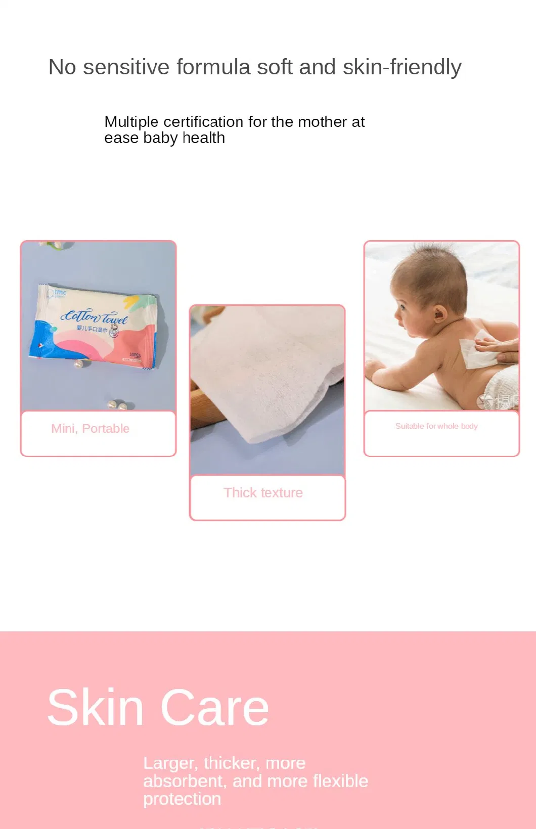 Custom 99.9% Pure Water Baby Wipes Sensitive Baby Wipes Unscented Hand and Face Clean Wipes