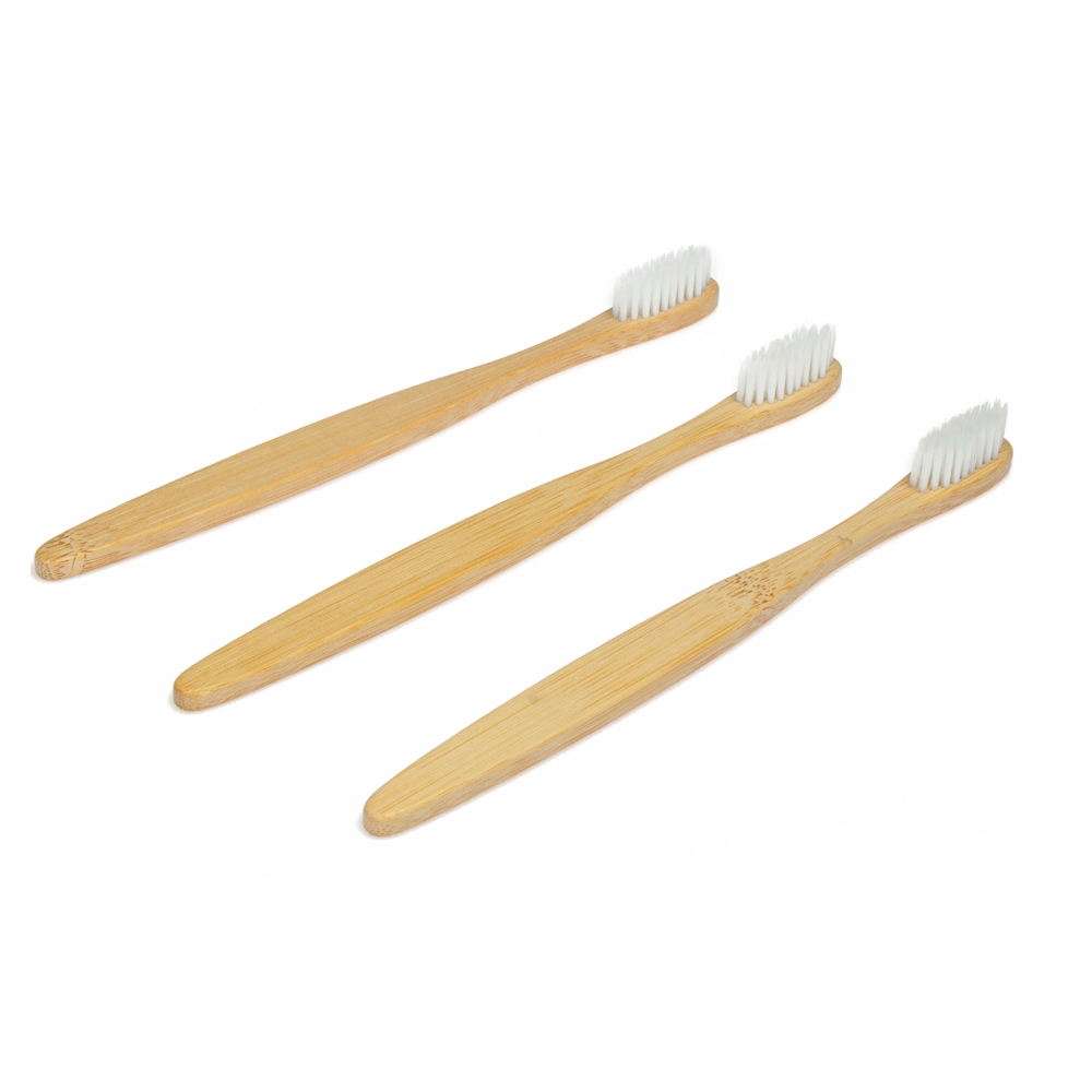 Customized White Brush with Oval Handle Environmentally Friendly Biodegradable Bamboo Toothbrush