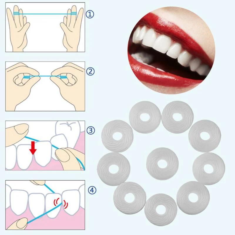 Wholesale Price 50m/Roll Dental Flosser Built-in Spool Wax Mint Flavored Flat Wire Dental Floss