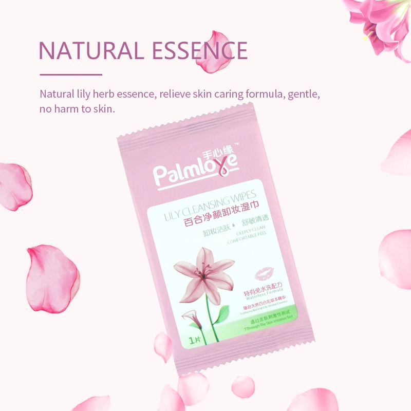 Palmlove Make-up Remover Wipes, Lily Natural Herbal Essence