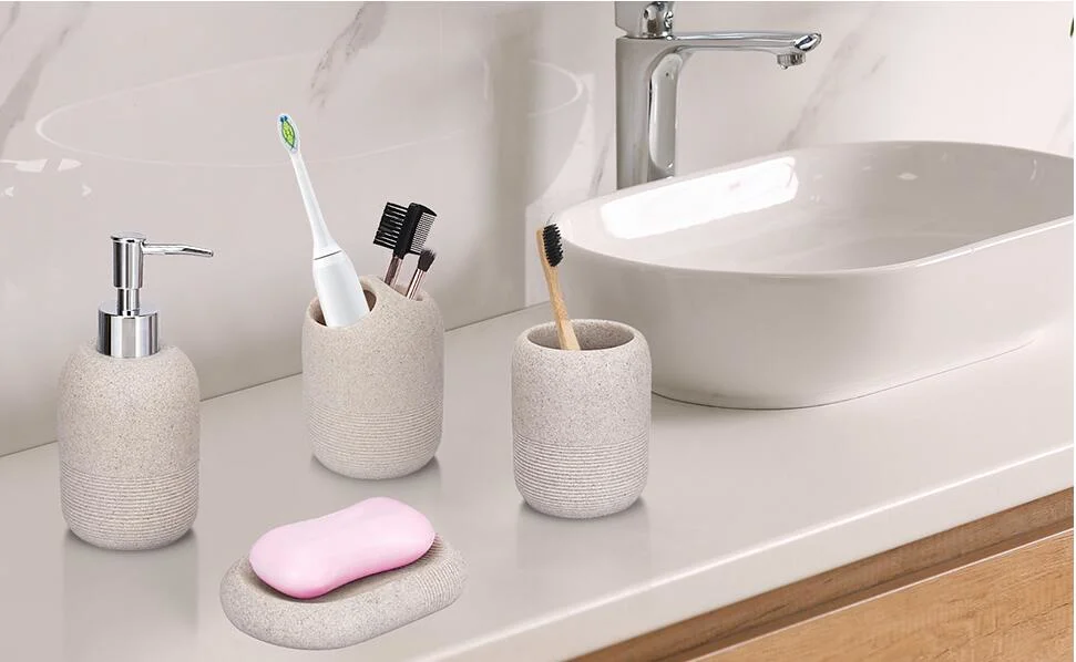 Soap Dispenser Toothbrush Holder Bathroom Tumbler Soap Dish Bathroom Accessory Set