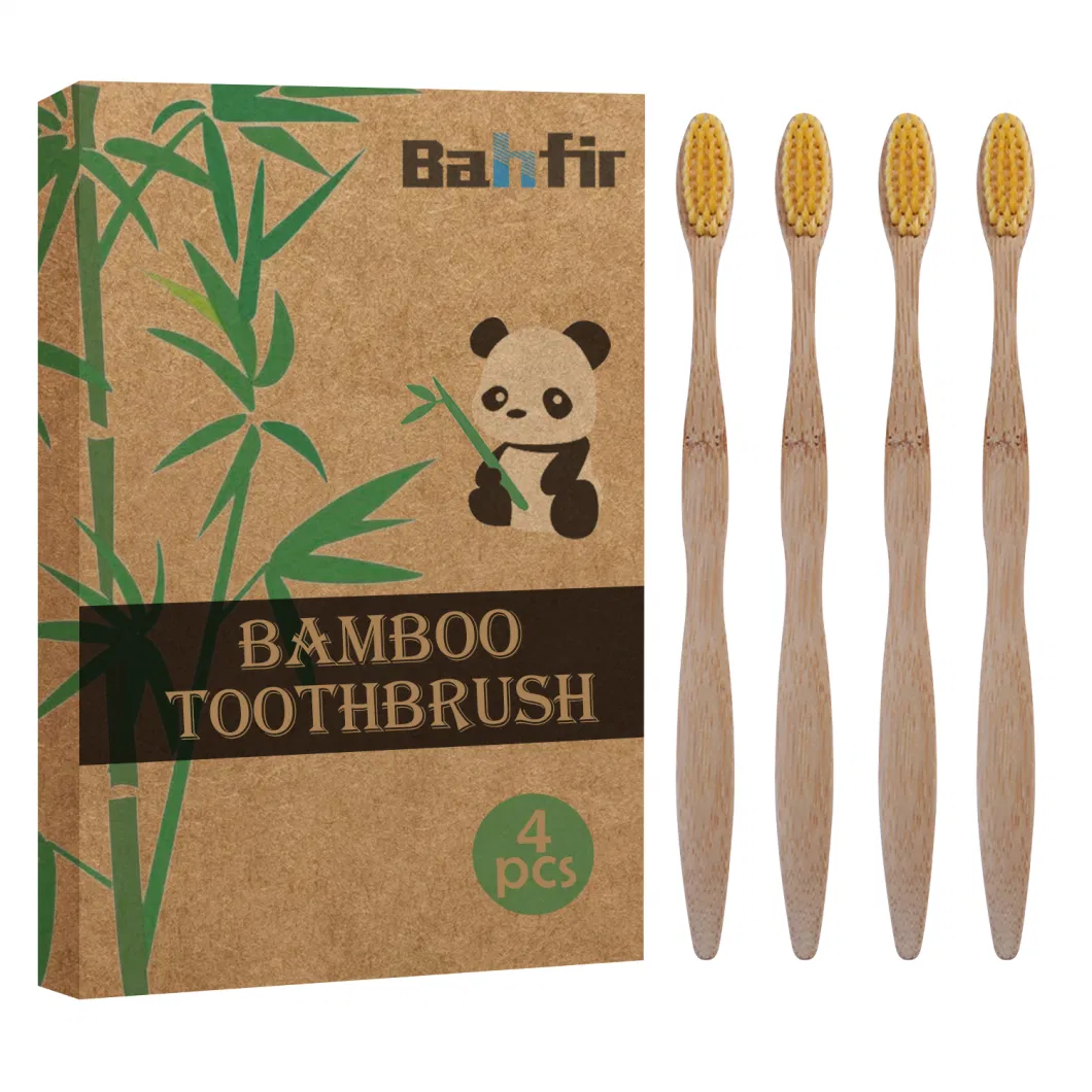 Hot Selling Custom Logo Natural Wooden Soft Bristle Portable Organic Bamboo Toothbrush