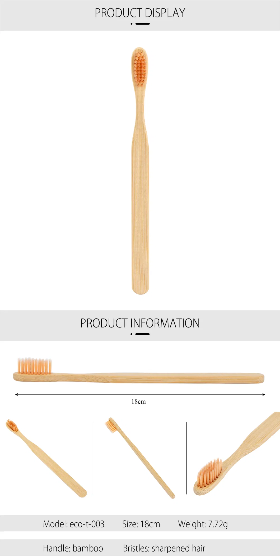 Natural Biodegradable Medium Bristle Adult Bamboo Toothbrush