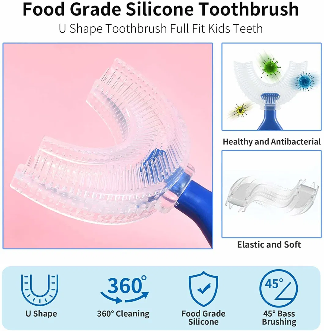 Factory Selling 360 Degree Food Grade Children U-Shape Toothbrush Silicone Baby U Shape Toothbrush