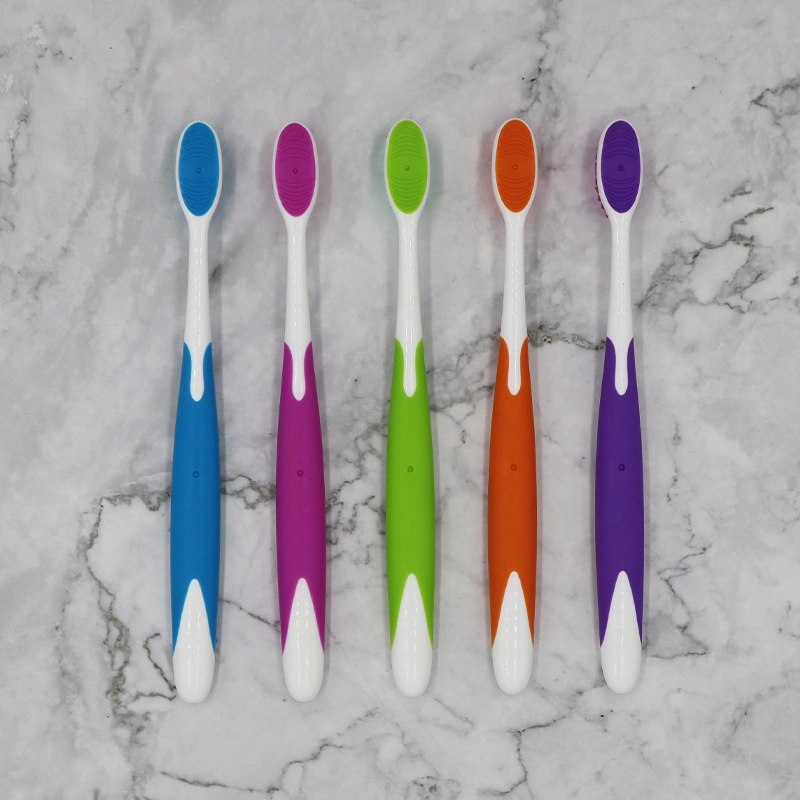 Hot Selling Soft Nylon Bristles Tongue Scraper Adult Toothbrush Custom Logo