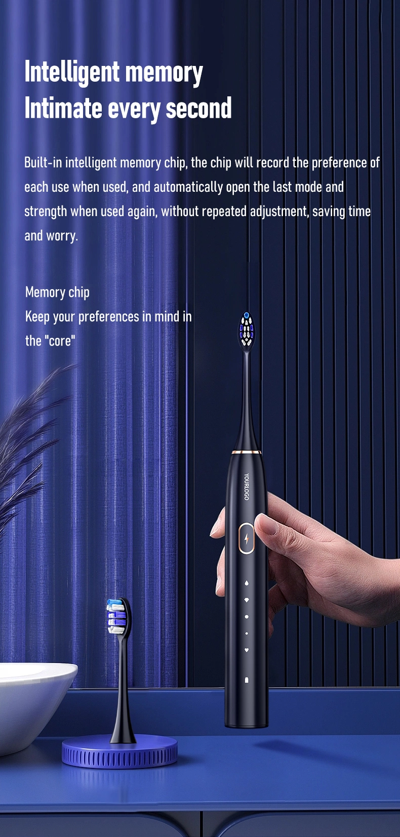 Jssan Smart Sonic Electric Toothbrush with Pressure Sensing Function Roman Column