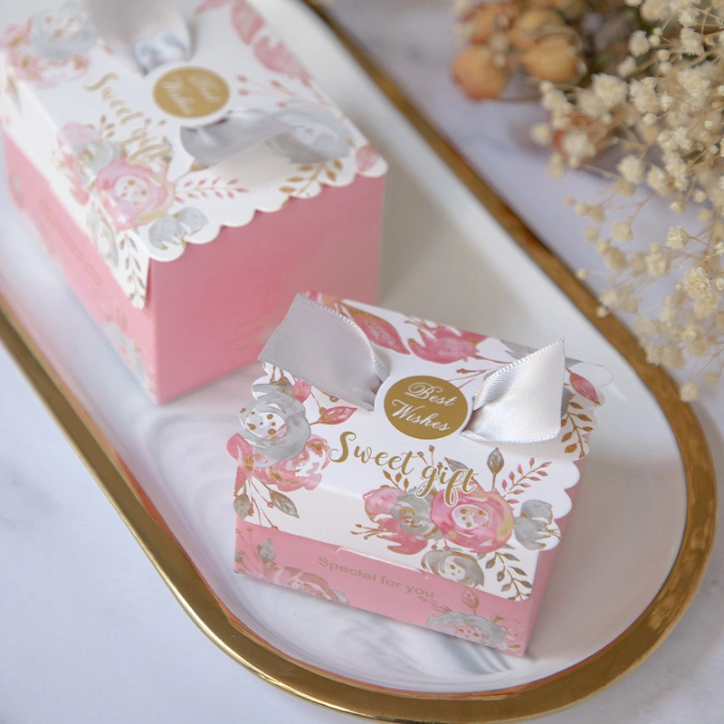 Luxury Vintage Book Shape Custom Pattern Cardboard Paper Handmade Folding Gift Cookie Chocolate Wedding Candy Box with Ribbon