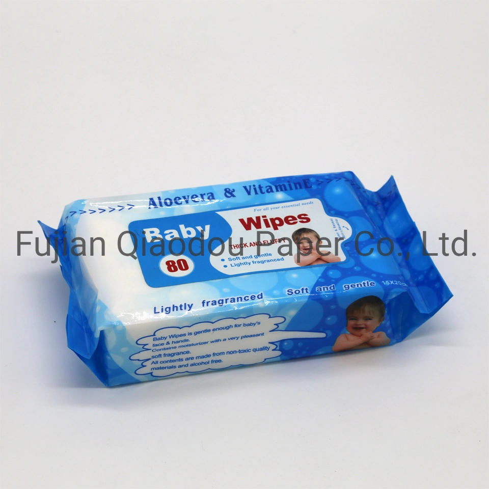 Qiaodou 100% Biodegradable Flushable Disposable Clean Organic Water Wipes Baby Wet Wipe Cleaning Wipes