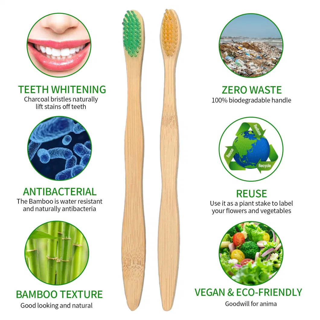 Oral Care Whitening Charcoal Bamboo Toothbrush for Deeply Oral